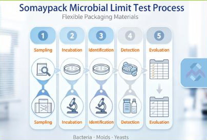 Somaypack microbial limit test process for flexible packaging materials
