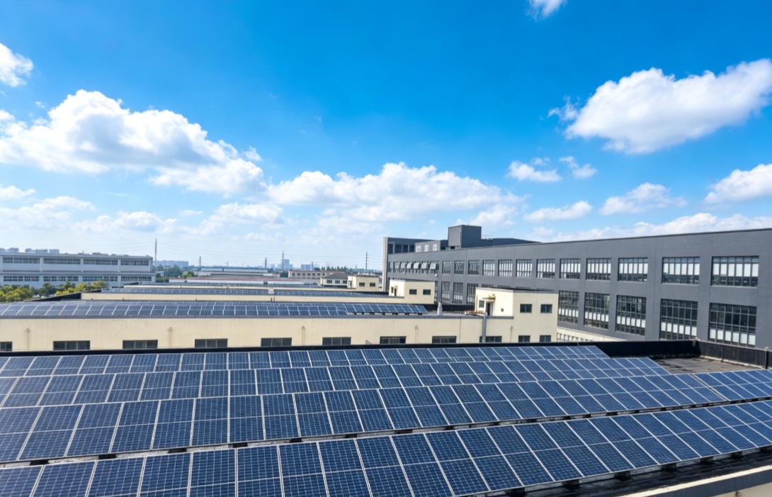 Solar-powered manufacturing with rooftop photovoltaic array