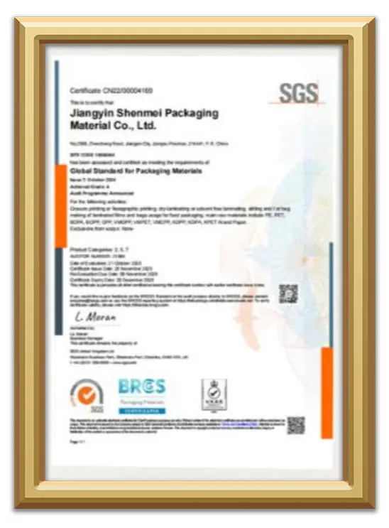 BRCGS Packaging Materials
